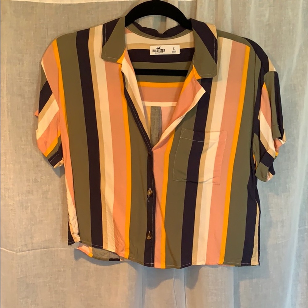 Cropped button up with cuffed sleeves